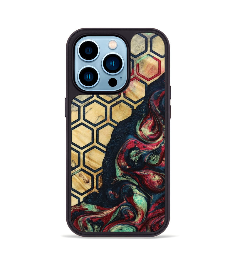 iPhone 14 Pro Wood+Resin Phone Case - Darlene (Pattern, 693679)