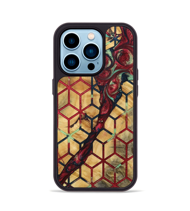 iPhone 14 Pro Wood+Resin Phone Case - Gwendolyn (Pattern, 693686)