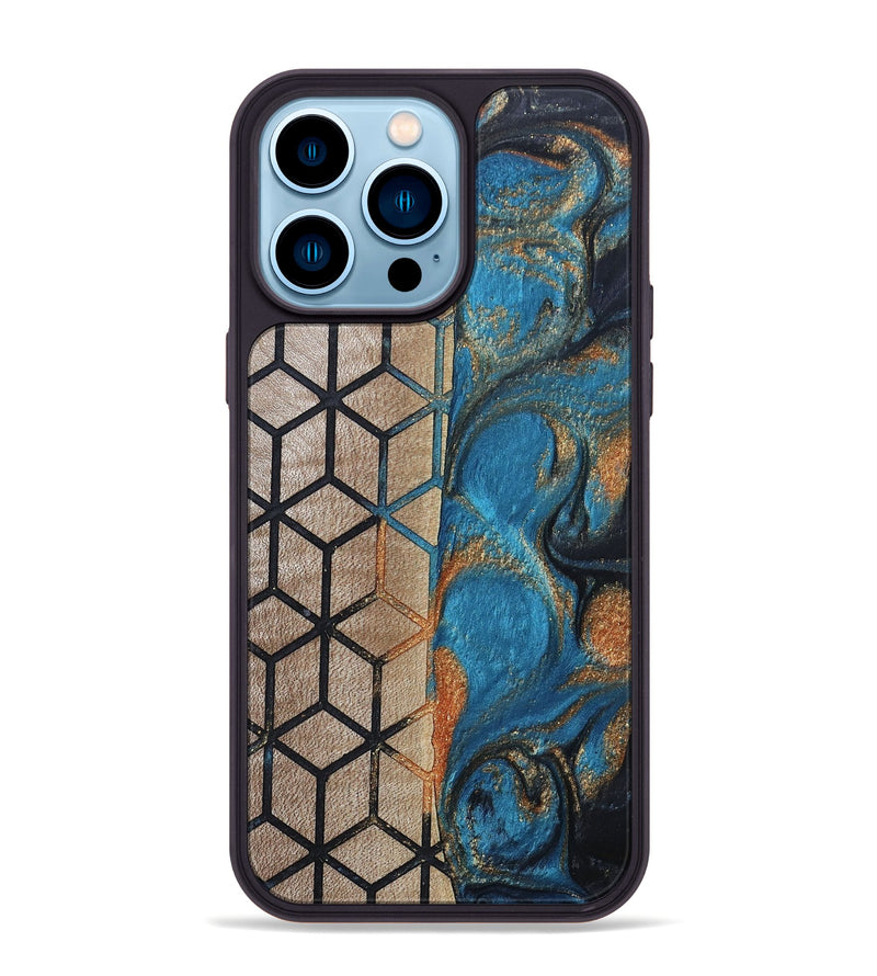 iPhone 14 Pro Max Wood+Resin Phone Case - Jennie (Pattern, 693695)