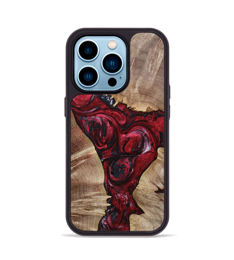 iPhone 14 Pro Wood+Resin Phone Case - Aleah (Red, 693721)