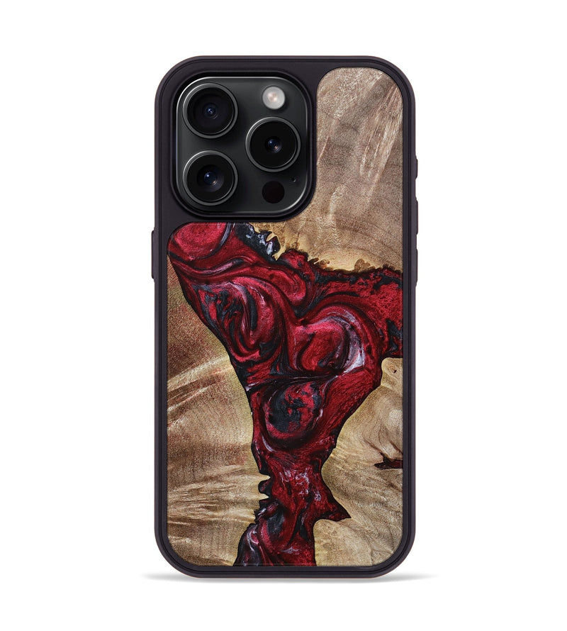 iPhone 15 Pro Wood+Resin Phone Case - Aleah (Red, 693721)