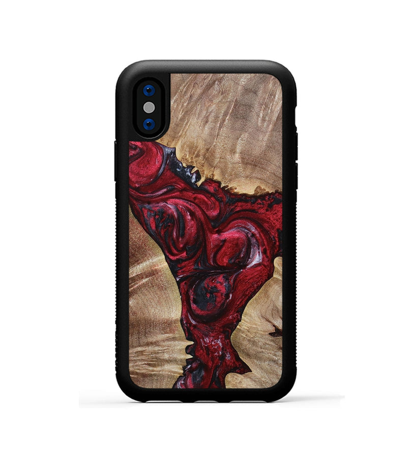 iPhone Xs Wood+Resin Phone Case - Aleah (Red, 693721)