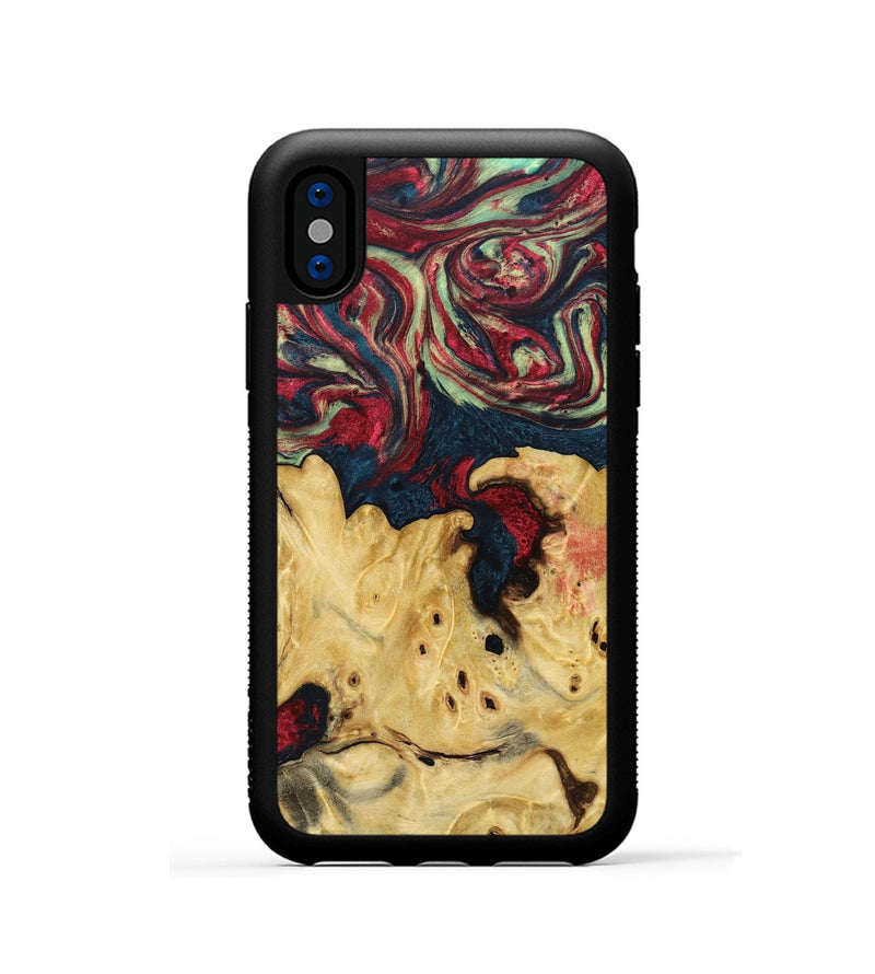 iPhone Xs Wood+Resin Phone Case - Rochelle (Red, 693722)