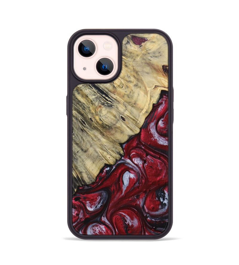 iPhone 14 Wood+Resin Phone Case - Aaliyah (Red, 693723)