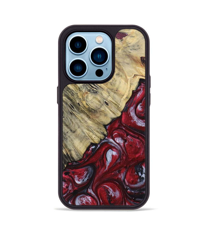 iPhone 14 Pro Wood+Resin Phone Case - Aaliyah (Red, 693723)