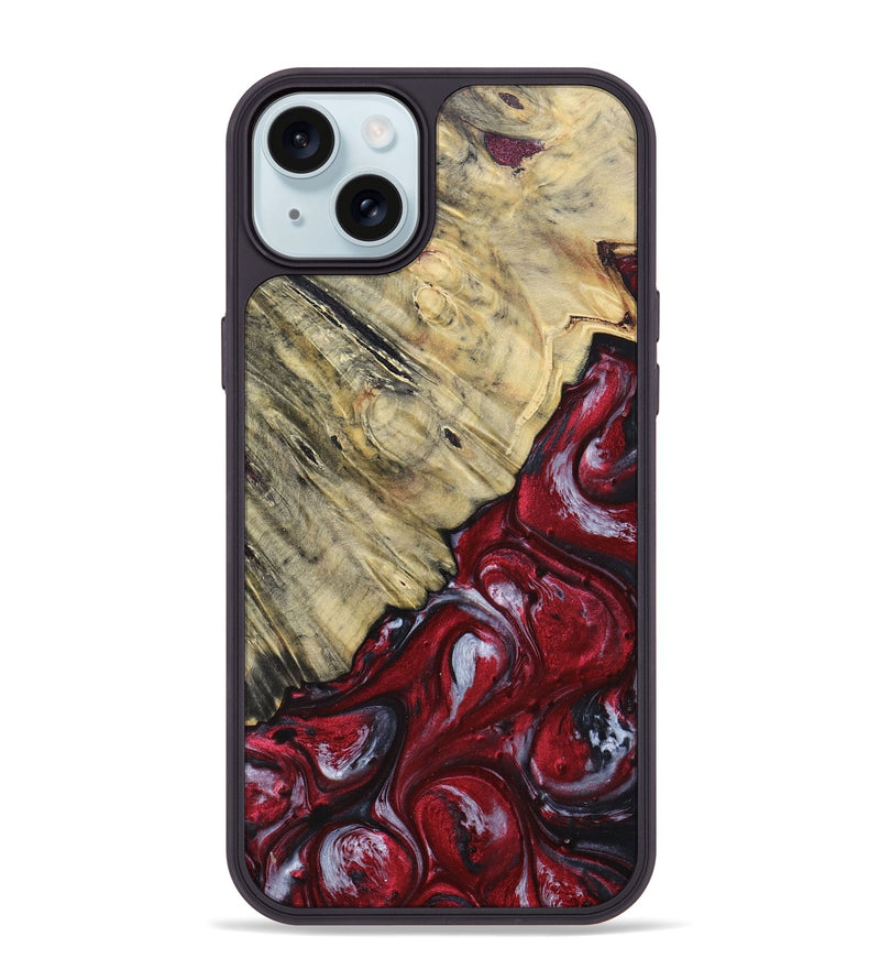 iPhone 15 Plus Wood+Resin Phone Case - Aaliyah (Red, 693723)
