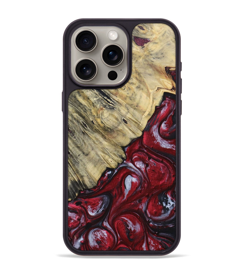 iPhone 15 Pro Max Wood+Resin Phone Case - Aaliyah (Red, 693723)