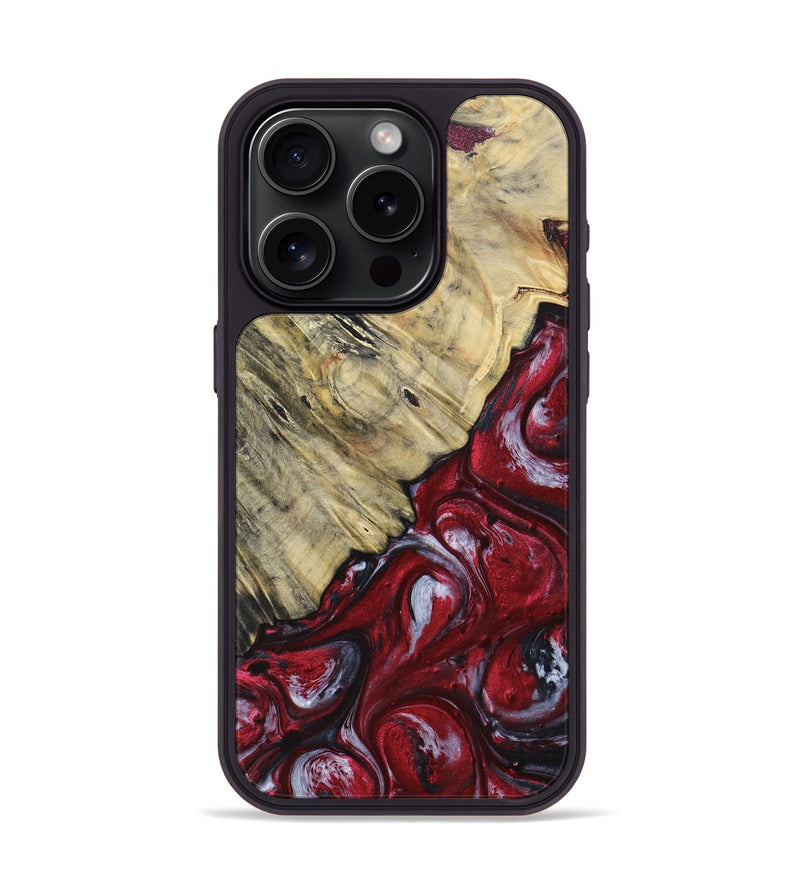 iPhone 15 Pro Wood+Resin Phone Case - Aaliyah (Red, 693723)