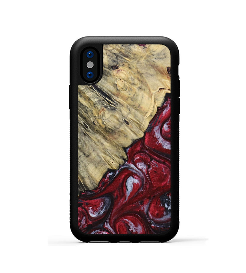 iPhone Xs Wood+Resin Phone Case - Aaliyah (Red, 693723)