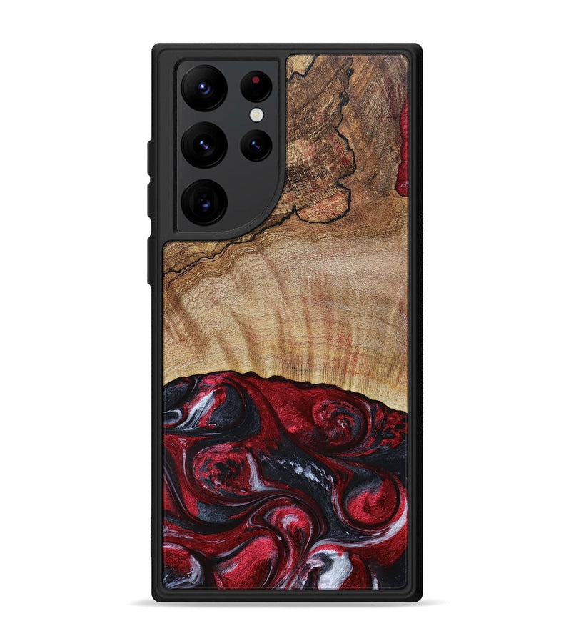 Galaxy S22 Ultra Wood+Resin Phone Case - Frederick (Red, 693725)