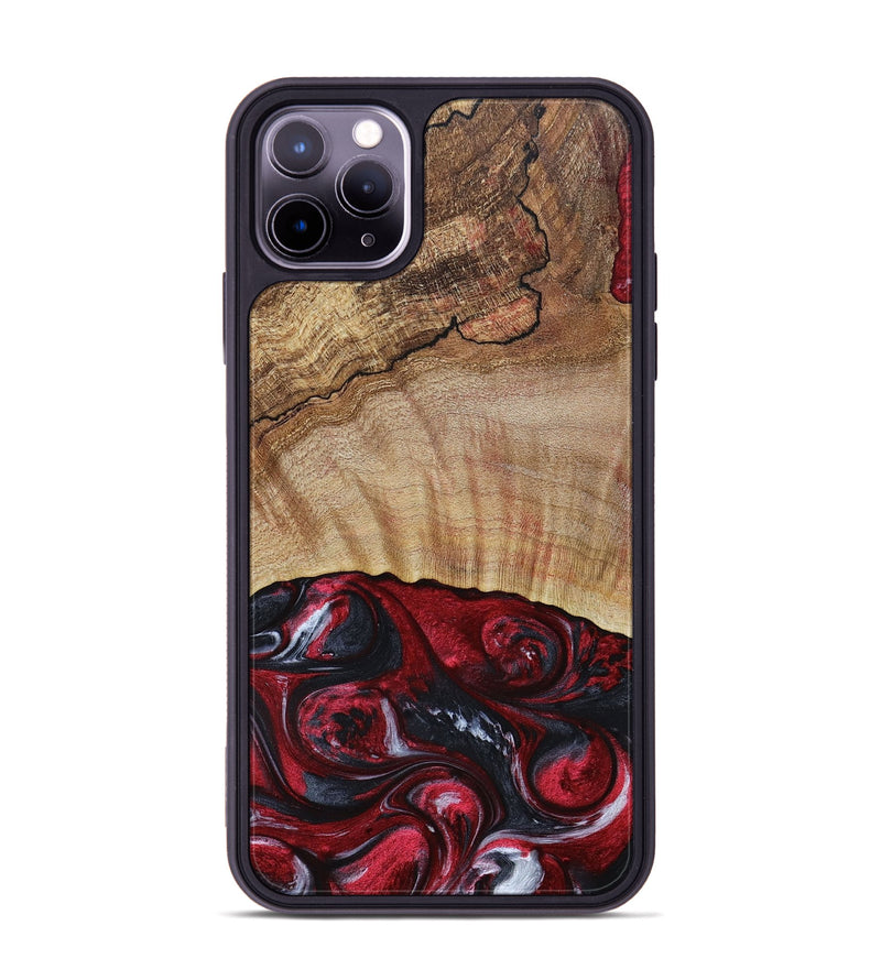 iPhone 11 Pro Max Wood+Resin Phone Case - Frederick (Red, 693725)