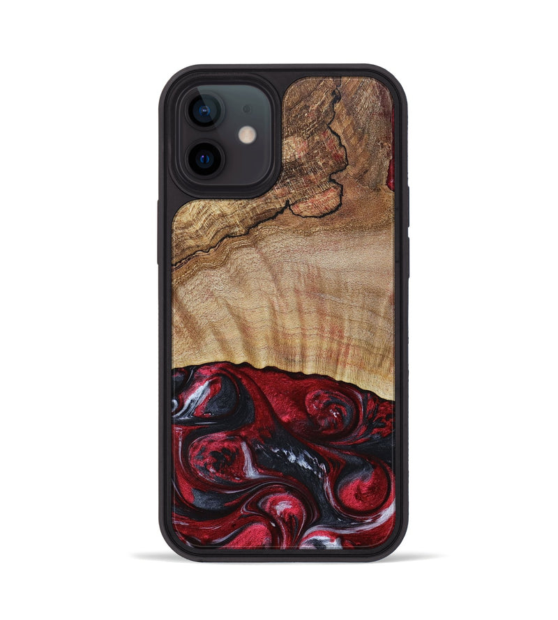 iPhone 12 Wood+Resin Phone Case - Frederick (Red, 693725)