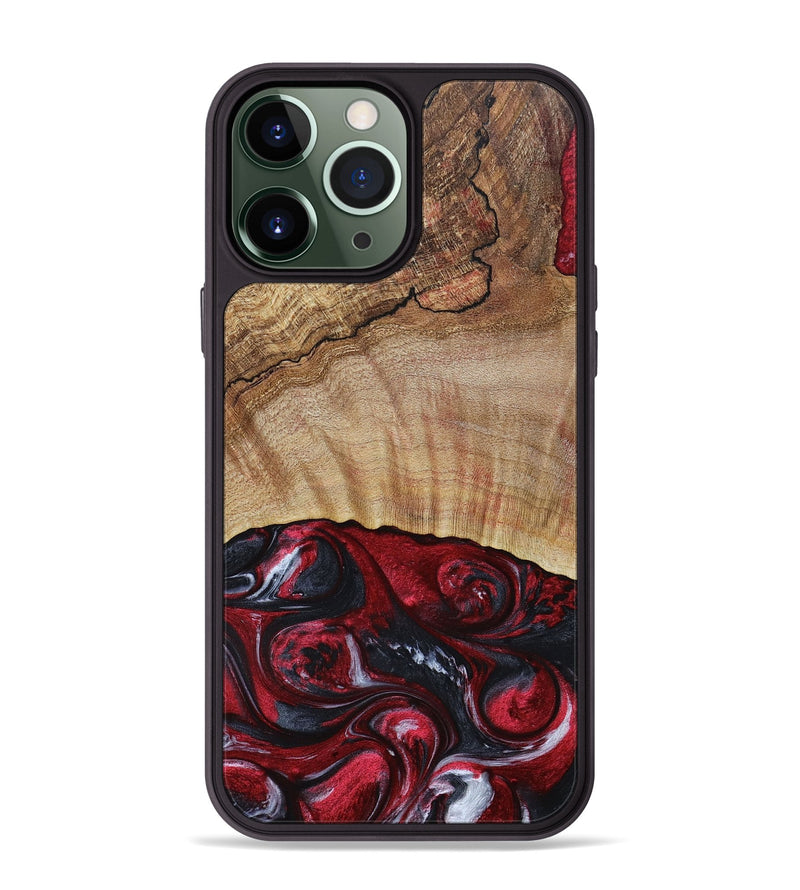 iPhone 13 Pro Max Wood+Resin Phone Case - Frederick (Red, 693725)