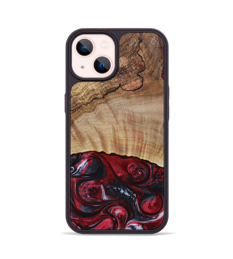iPhone 14 Wood+Resin Phone Case - Frederick (Red, 693725)