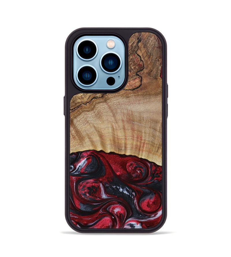 iPhone 14 Pro Wood+Resin Phone Case - Frederick (Red, 693725)
