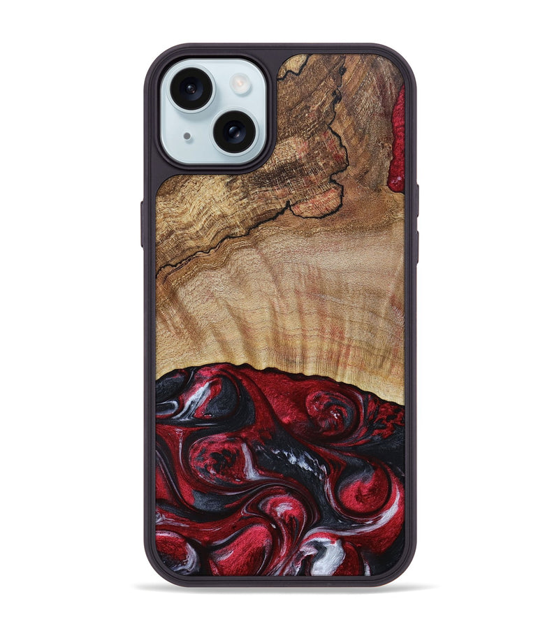 iPhone 15 Plus Wood+Resin Phone Case - Frederick (Red, 693725)
