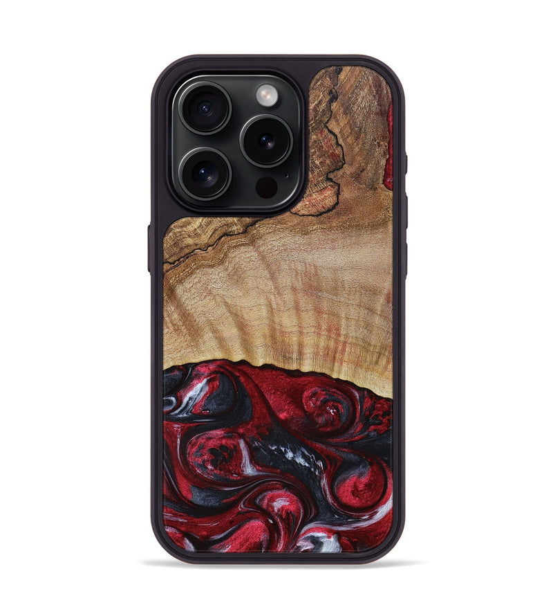 iPhone 15 Pro Wood+Resin Phone Case - Frederick (Red, 693725)