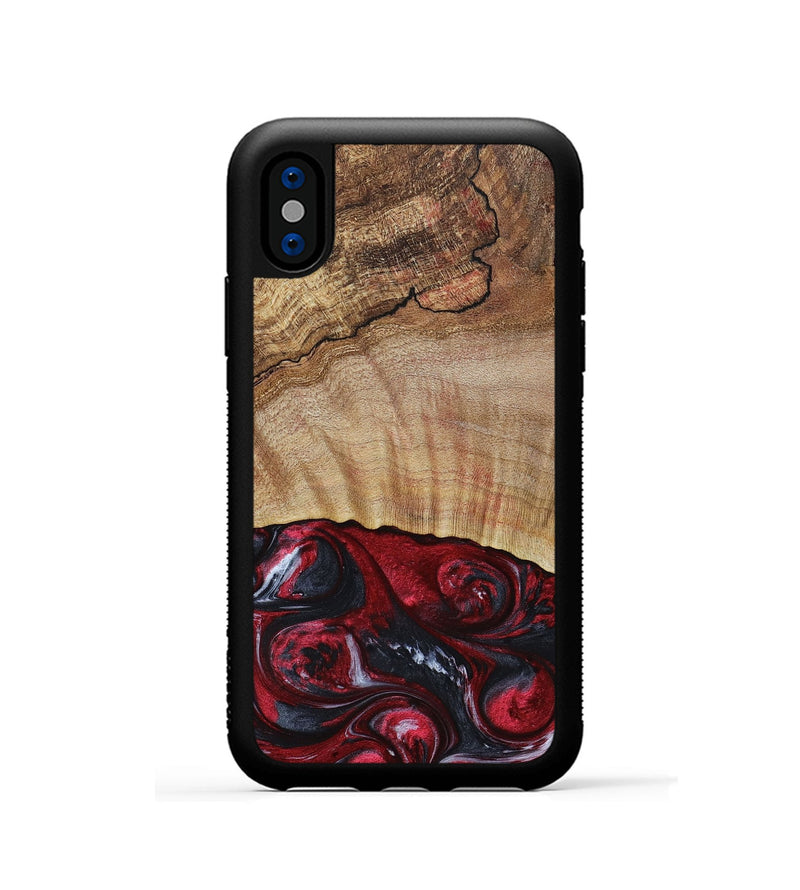 iPhone Xs Wood+Resin Phone Case - Frederick (Red, 693725)