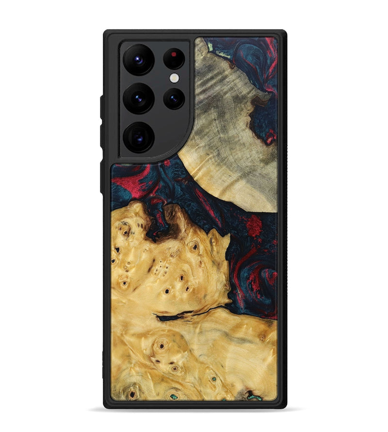 Galaxy S22 Ultra Wood+Resin Phone Case - Jasmin (Red, 693728)