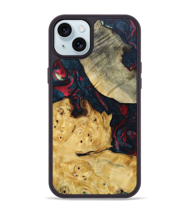 iPhone 15 Plus Wood+Resin Phone Case - Jasmin (Red, 693728)