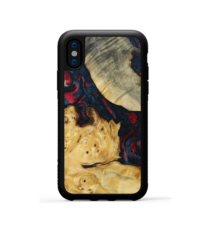 iPhone Xs Wood+Resin Phone Case - Jasmin (Red, 693728)