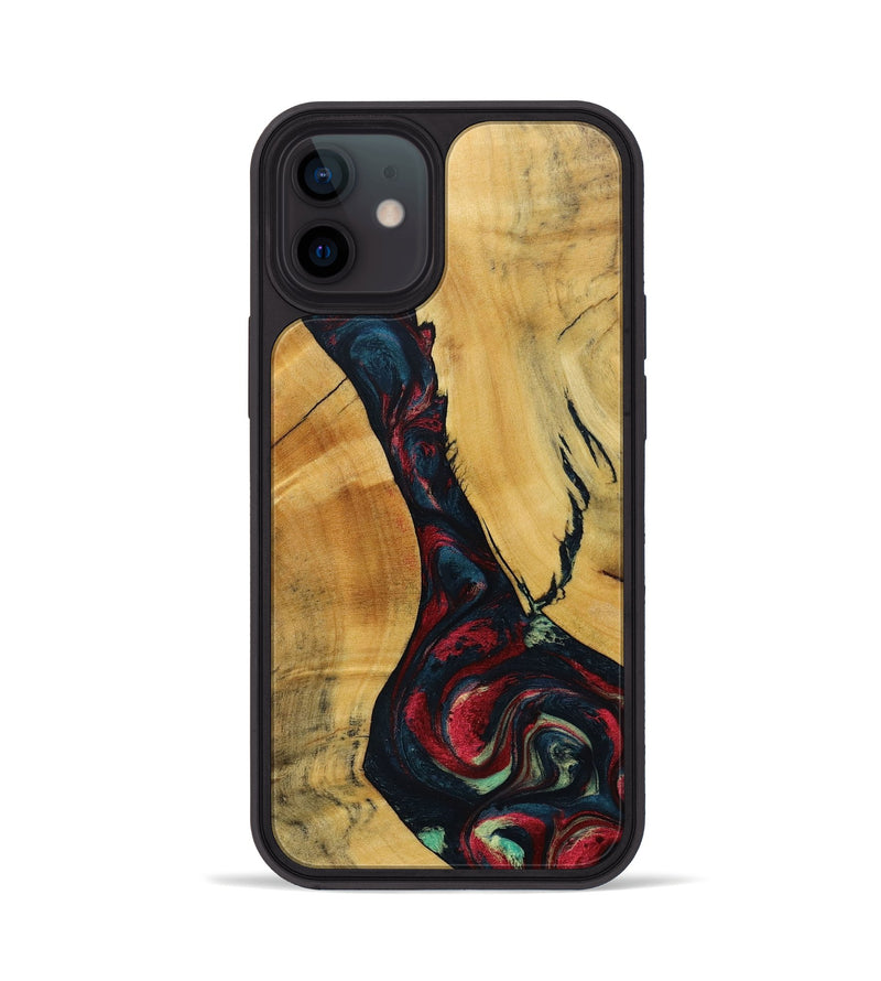 iPhone 12 Wood+Resin Phone Case - Lillie (Red, 693730)