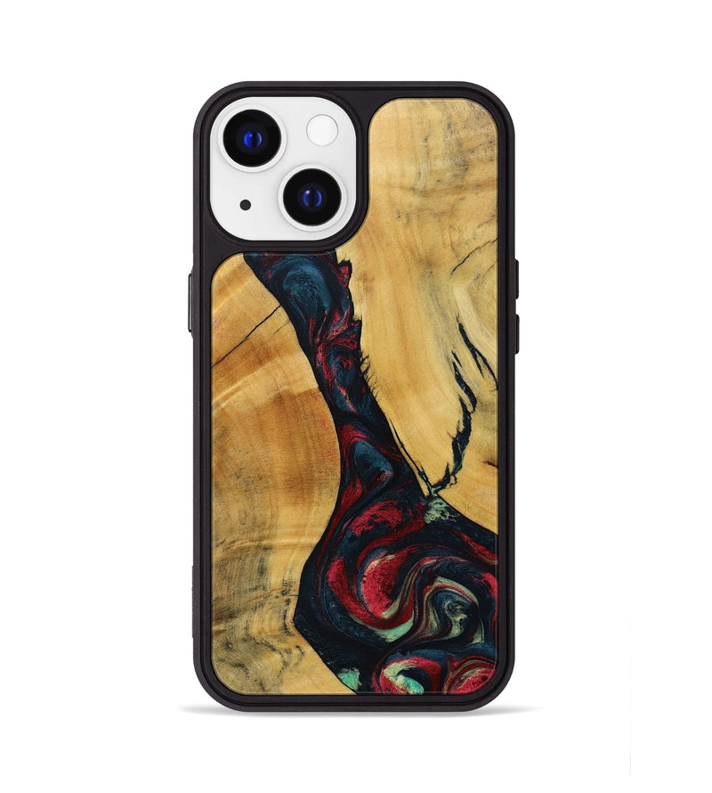iPhone 13 Wood+Resin Phone Case - Lillie (Red, 693730)