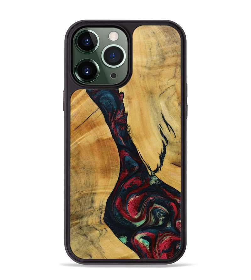 iPhone 13 Pro Max Wood+Resin Phone Case - Lillie (Red, 693730)
