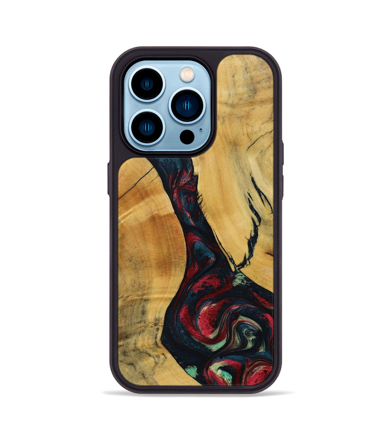iPhone 14 Pro Wood+Resin Phone Case - Lillie (Red, 693730)