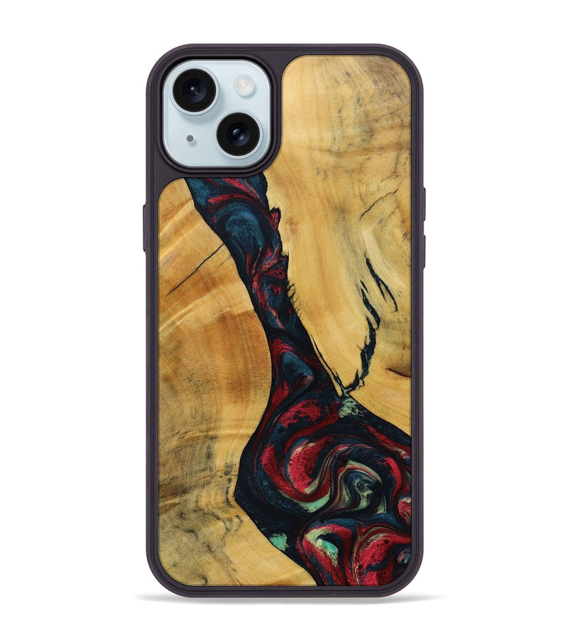 iPhone 15 Plus Wood+Resin Phone Case - Lillie (Red, 693730)