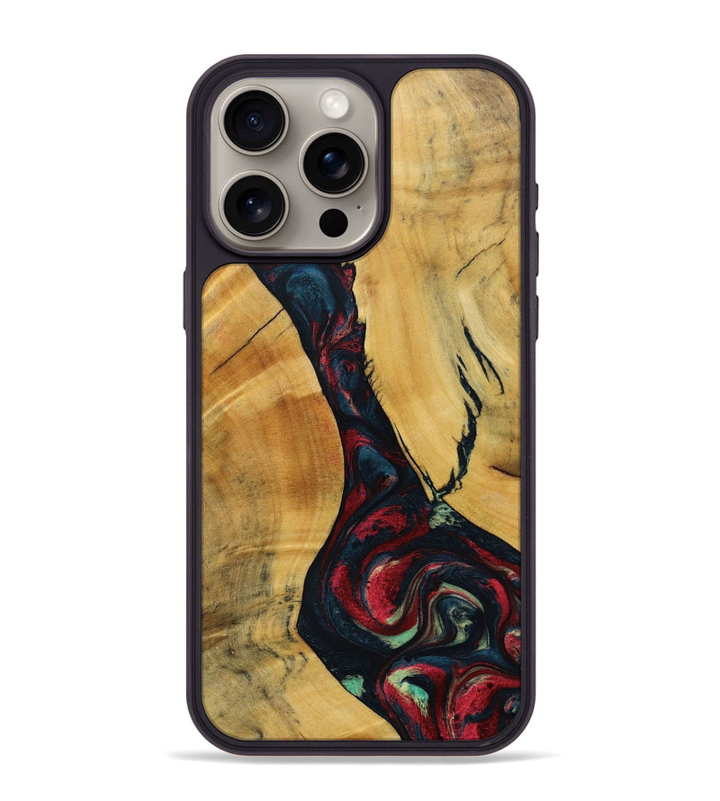 iPhone 15 Pro Max Wood+Resin Phone Case - Lillie (Red, 693730)