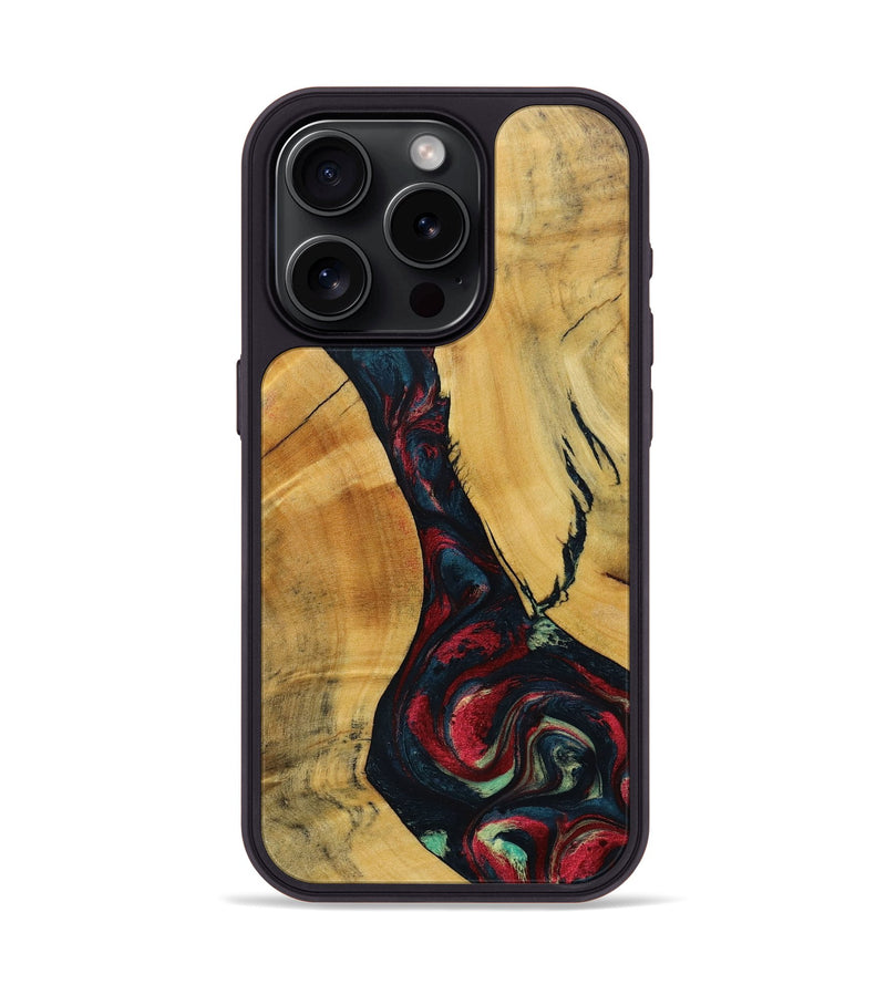 iPhone 15 Pro Wood+Resin Phone Case - Lillie (Red, 693730)