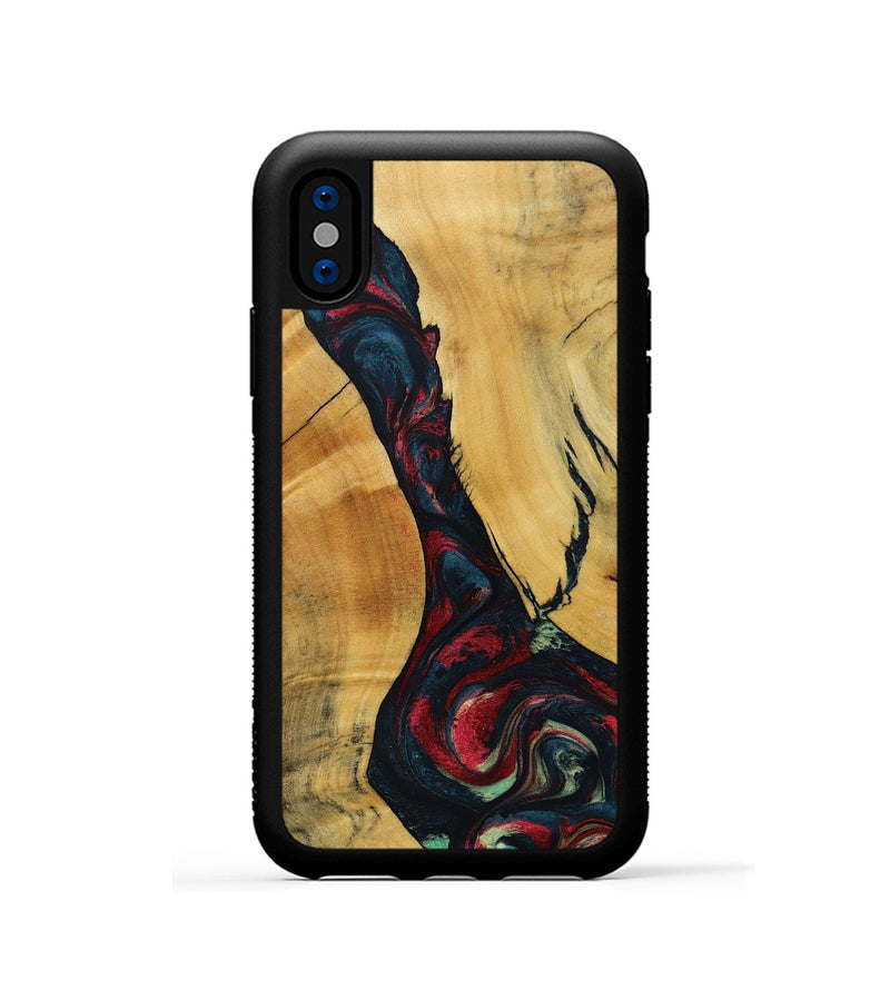 iPhone Xs Wood+Resin Phone Case - Lillie (Red, 693730)