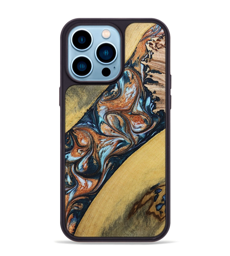 iPhone 14 Pro Max Wood+Resin Phone Case - Antoinette (Mosaic, 693744)