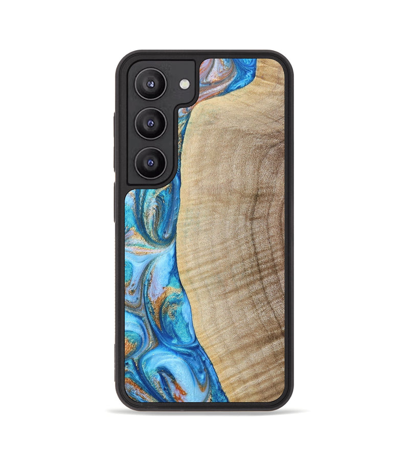 Galaxy S23 Wood+Resin Phone Case - Shelia (Teal & Gold, 693754)
