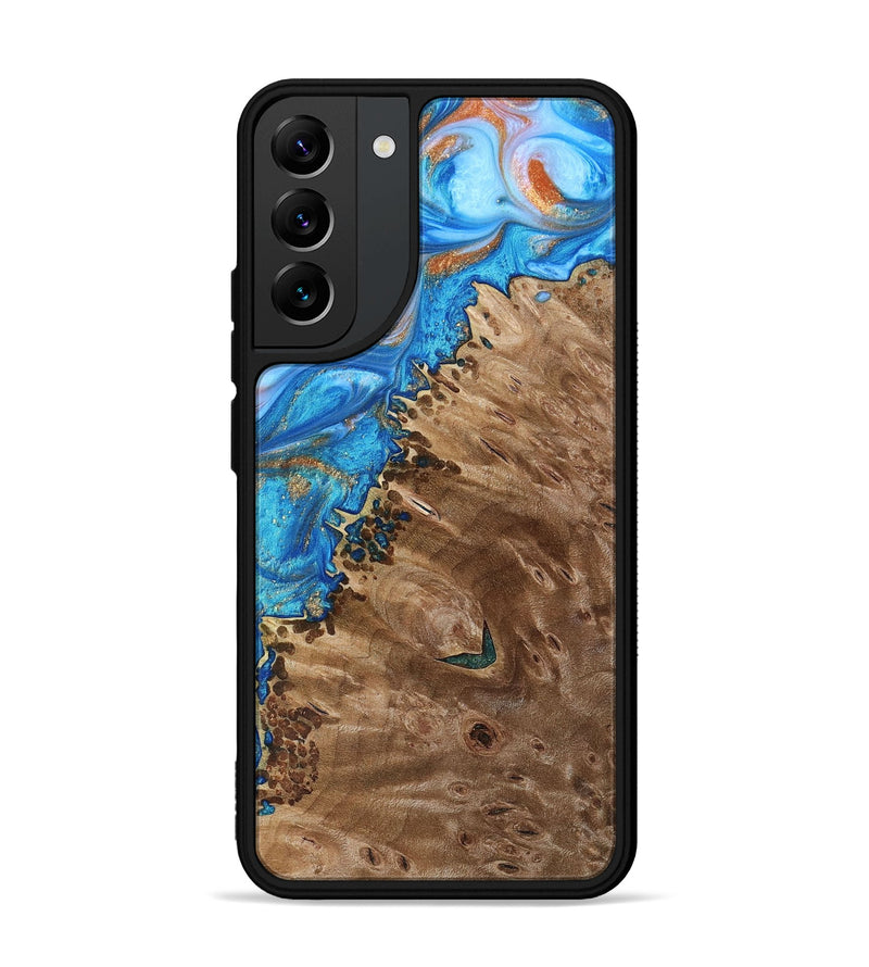 Galaxy S22 Plus Wood+Resin Phone Case - Alisa (Teal & Gold, 693761)
