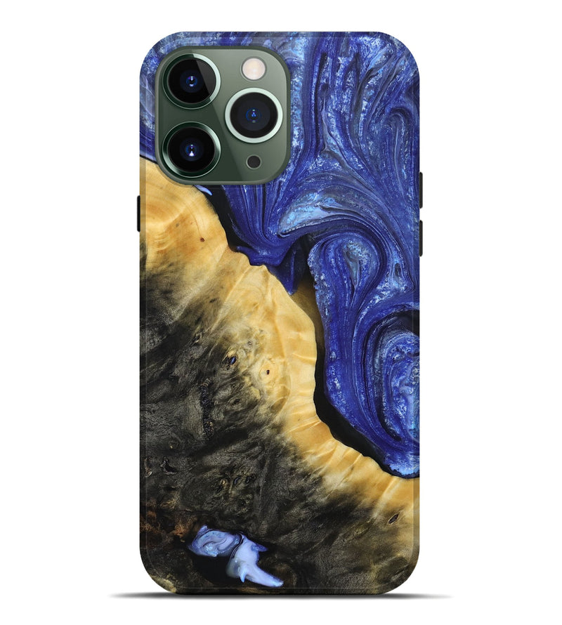 iPhone 13 Pro Max Wood+Resin Live Edge Phone Case - Patrice (Blue, 693809)