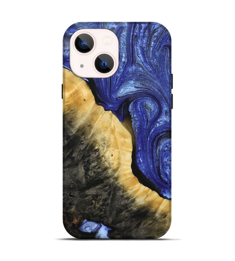 iPhone 14 Wood+Resin Live Edge Phone Case - Patrice (Blue, 693809)