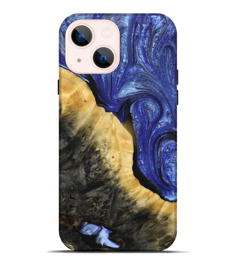 iPhone 14 Plus Wood+Resin Live Edge Phone Case - Patrice (Blue, 693809)
