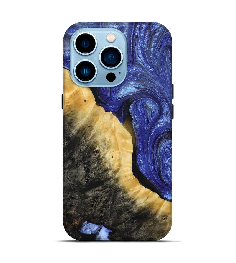 iPhone 14 Pro Wood+Resin Live Edge Phone Case - Patrice (Blue, 693809)