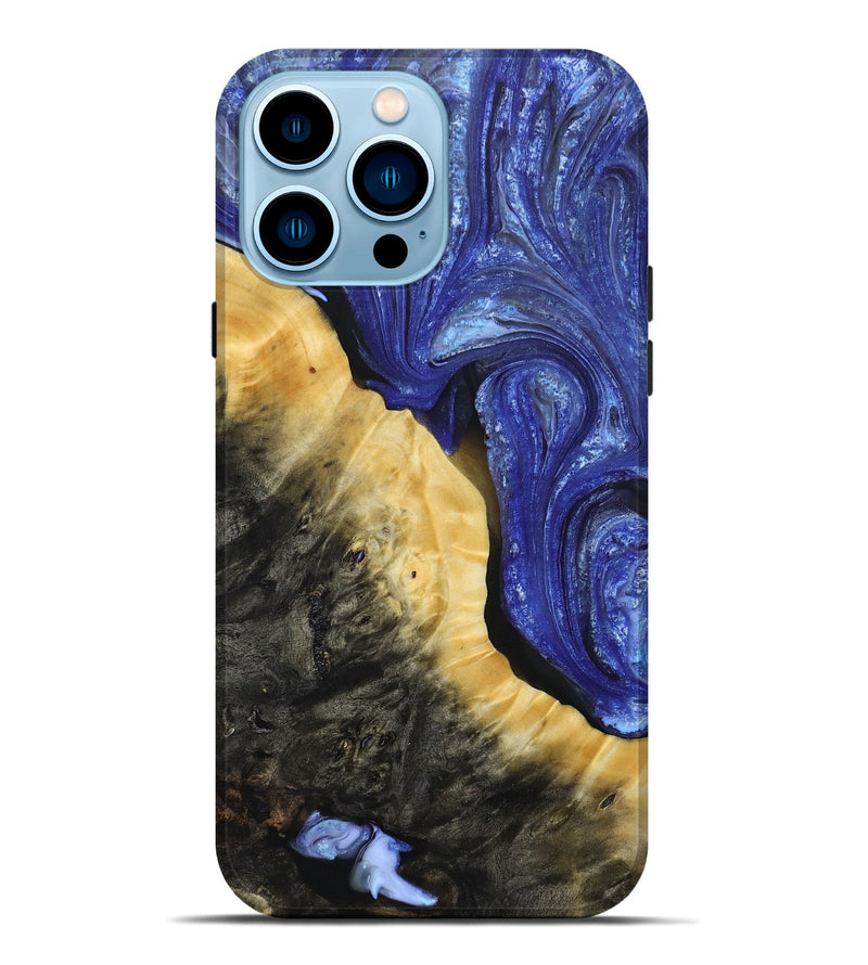 iPhone 14 Pro Max Wood+Resin Live Edge Phone Case - Patrice (Blue, 693809)