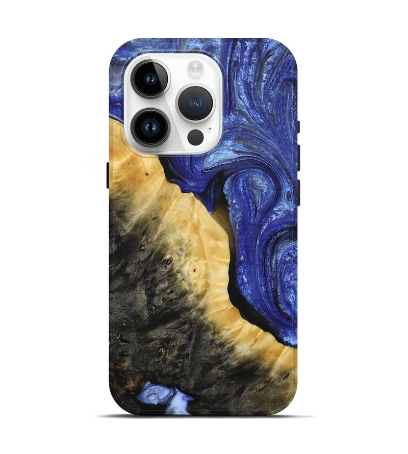 iPhone 15 Pro Wood+Resin Live Edge Phone Case - Patrice (Blue, 693809)
