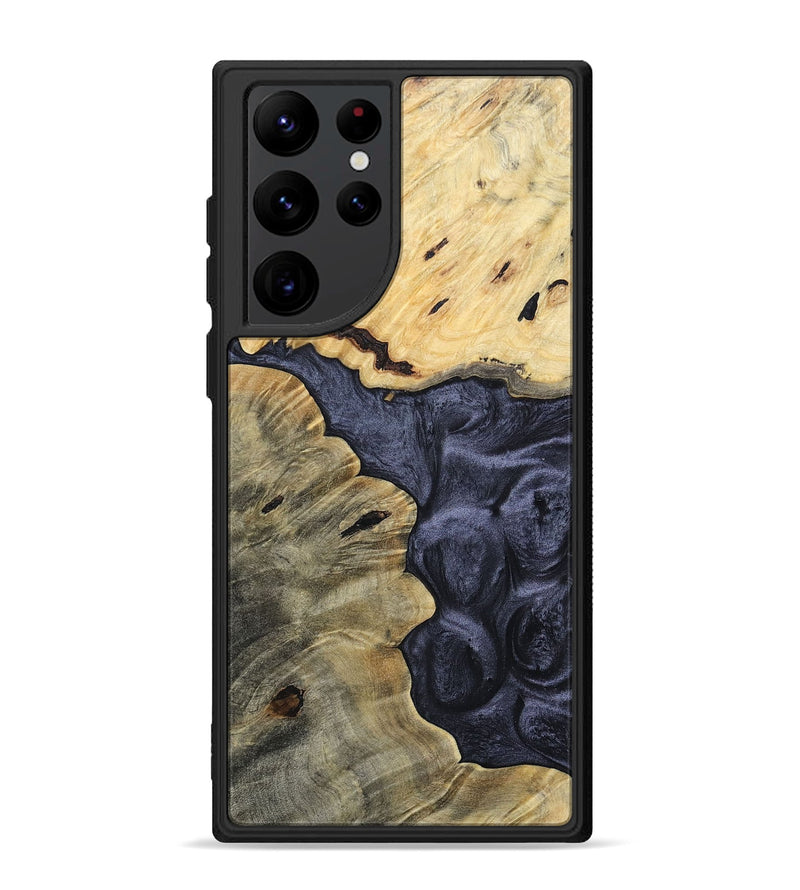 Galaxy S22 Ultra Wood+Resin Phone Case - Brittney (Pure Black, 693848)