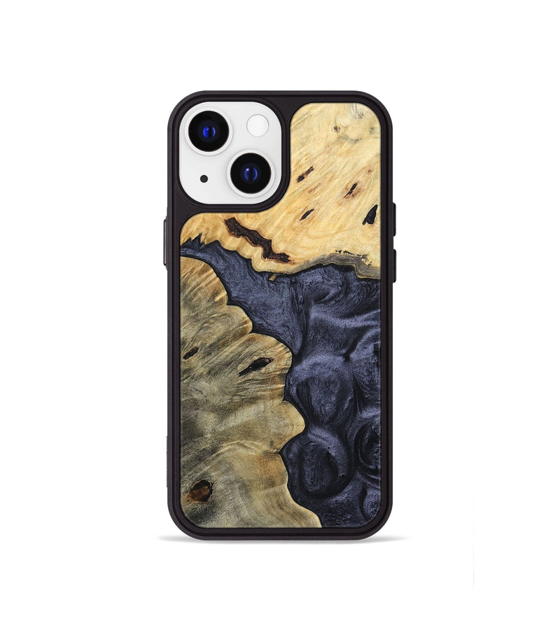 iPhone 13 mini Wood+Resin Phone Case - Brittney (Pure Black, 693848)