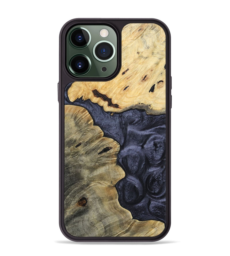 iPhone 13 Pro Max Wood+Resin Phone Case - Brittney (Pure Black, 693848)