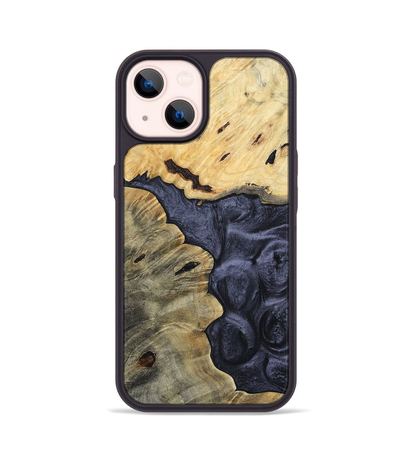iPhone 14 Wood+Resin Phone Case - Brittney (Pure Black, 693848)