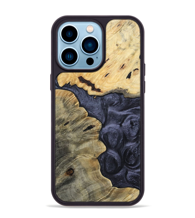iPhone 14 Pro Max Wood+Resin Phone Case - Brittney (Pure Black, 693848)