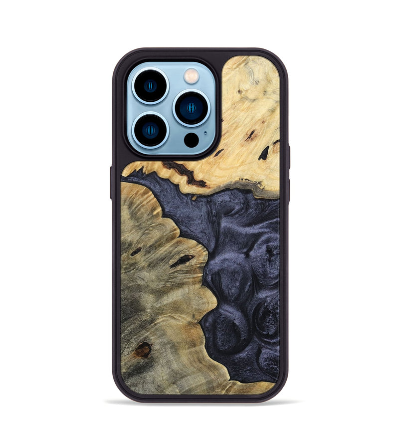 iPhone 14 Pro Wood+Resin Phone Case - Brittney (Pure Black, 693848)