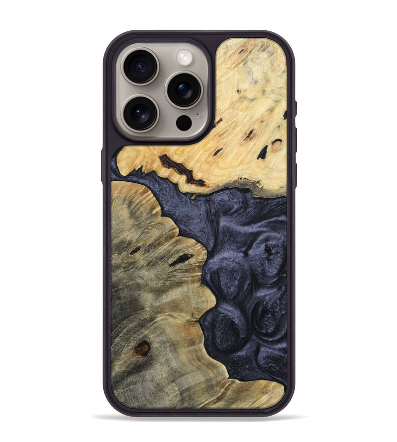 iPhone 15 Pro Max Wood+Resin Phone Case - Brittney (Pure Black, 693848)