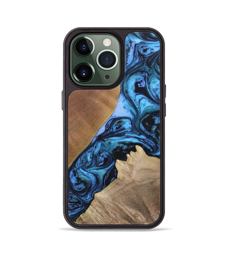 iPhone 13 Pro Wood+Resin Phone Case - Gwen (Blue, 693855)